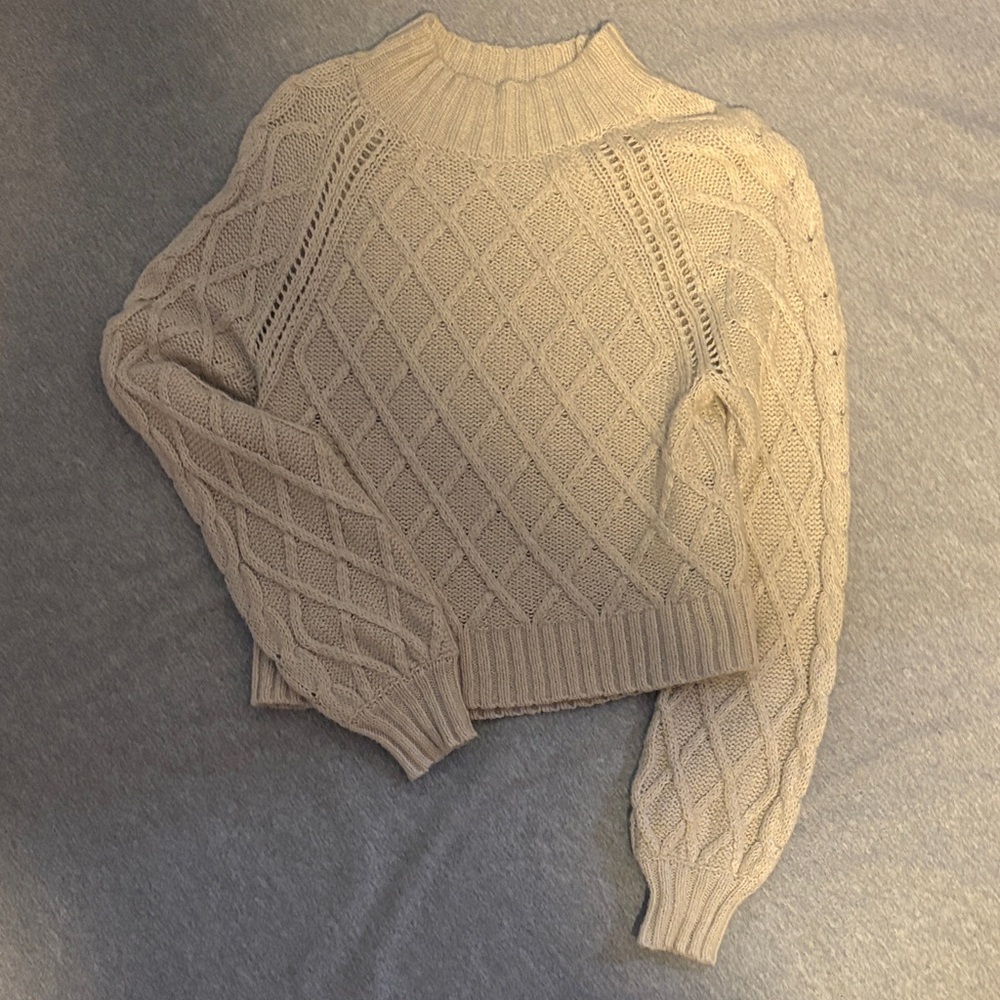 American Eagle Outfitters Cream Turtleneck Sweater